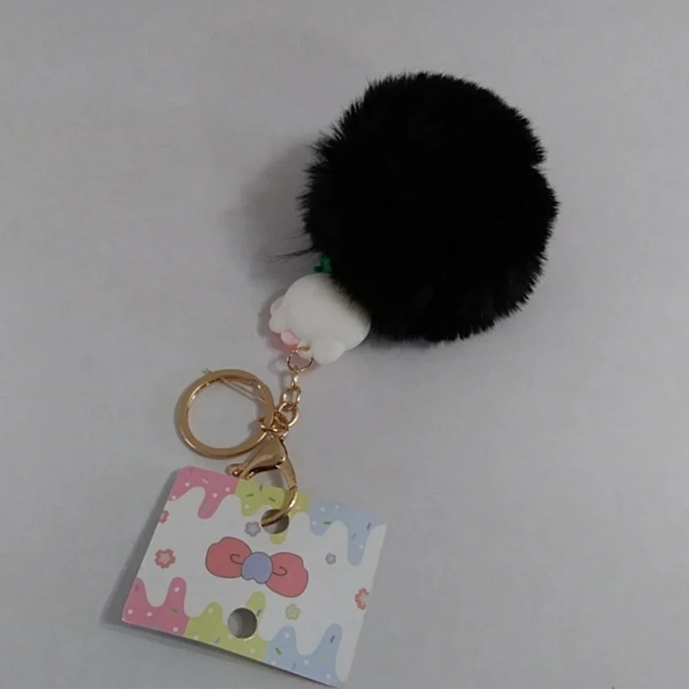 Hello Kitty Black Pom Pom Keychain *NWT*